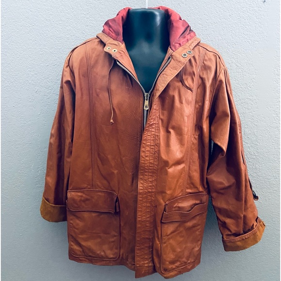 East West Musical Instruments Vintage 60s 70s RARE Hooded Leather Jacket - Picture 1 of 9